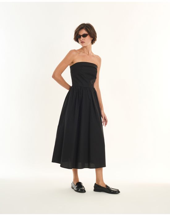 Vestido tricoline inv preto