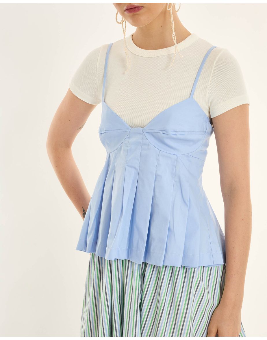 Blusa pregas inv azul