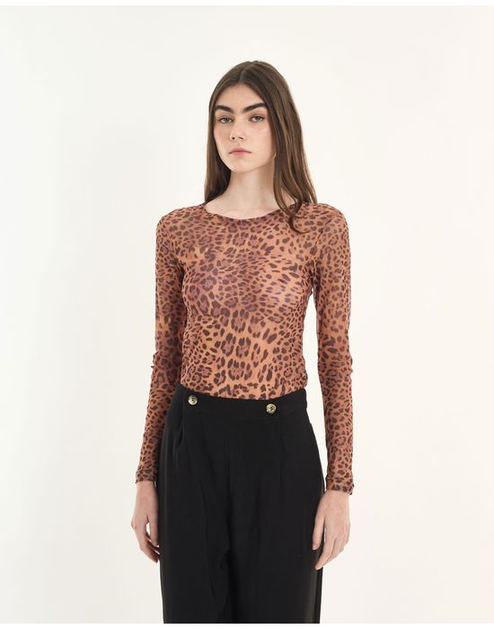 Blusa tule onça inv estampado