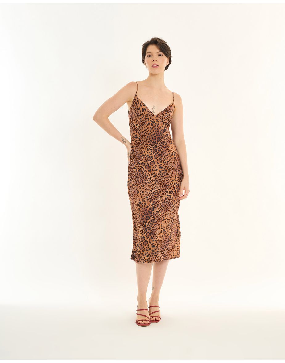 Vestido onça inv estampado