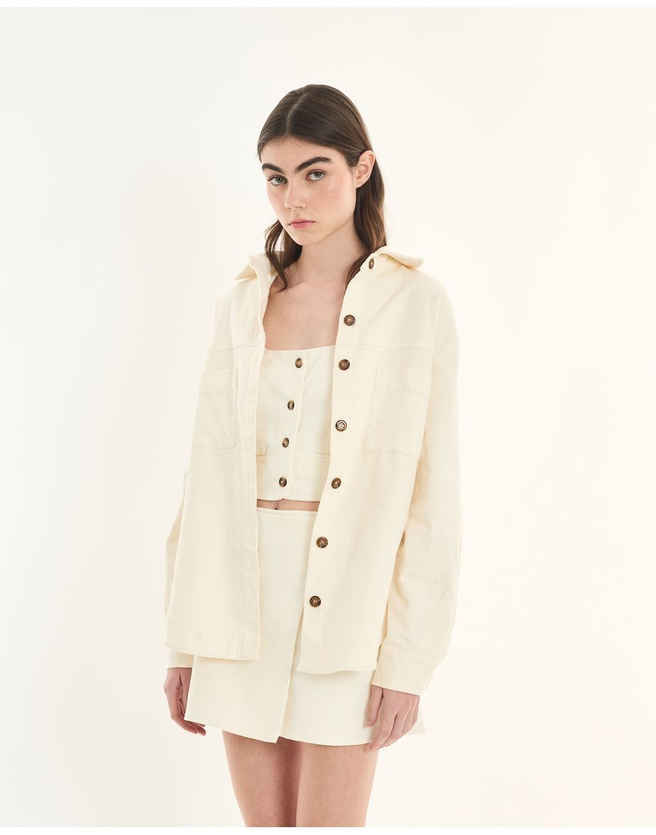 Camisa veludo inv off-white