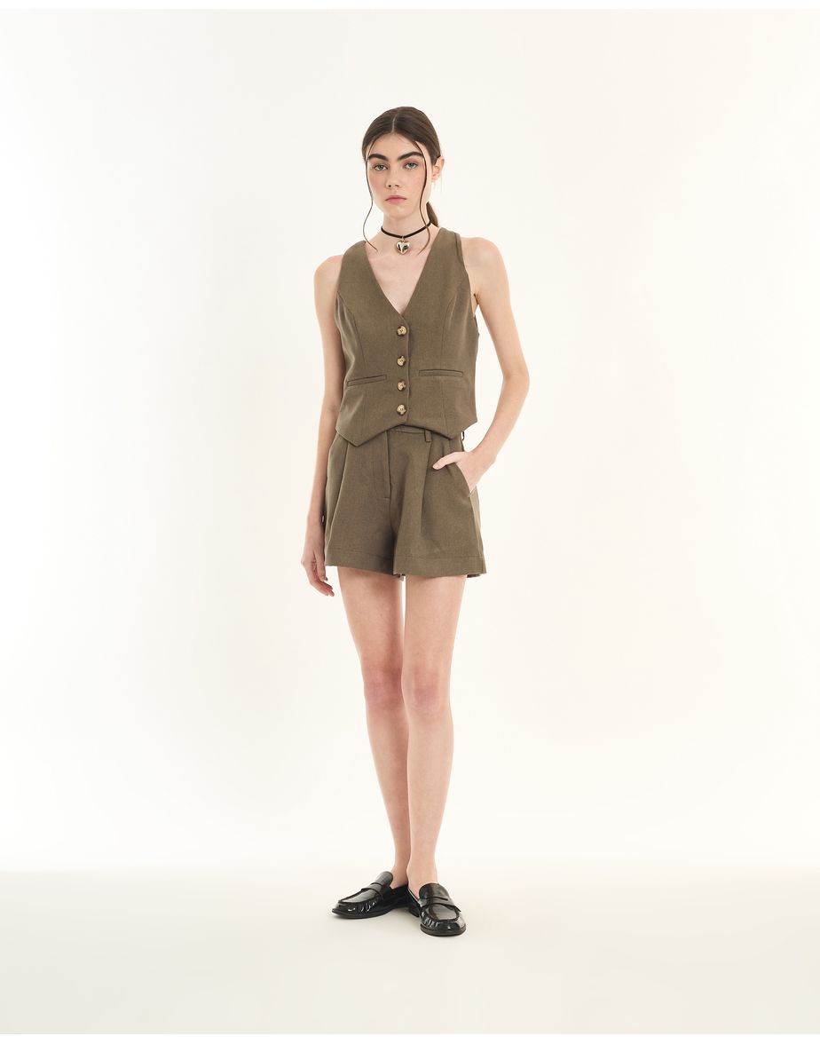 Short alfaiataria inv verde