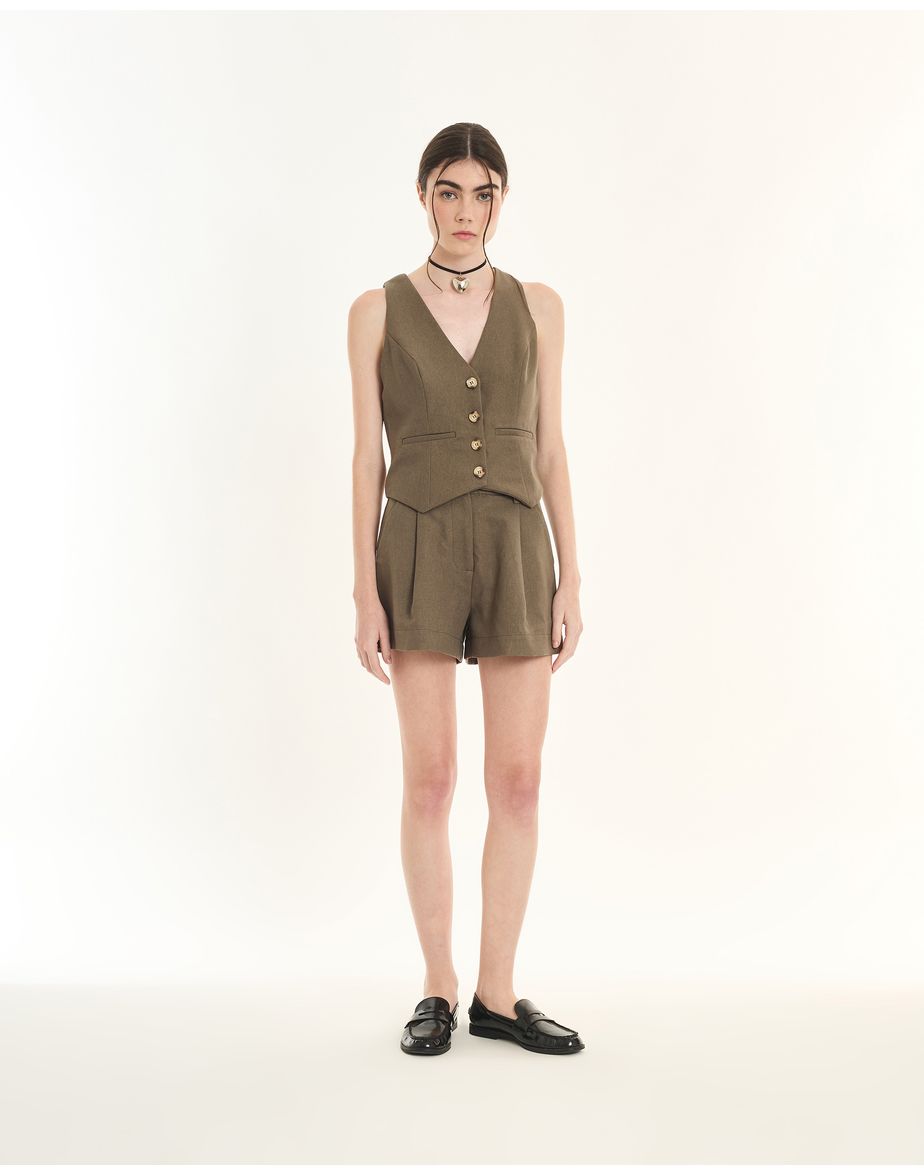Short alfaiataria inv verde