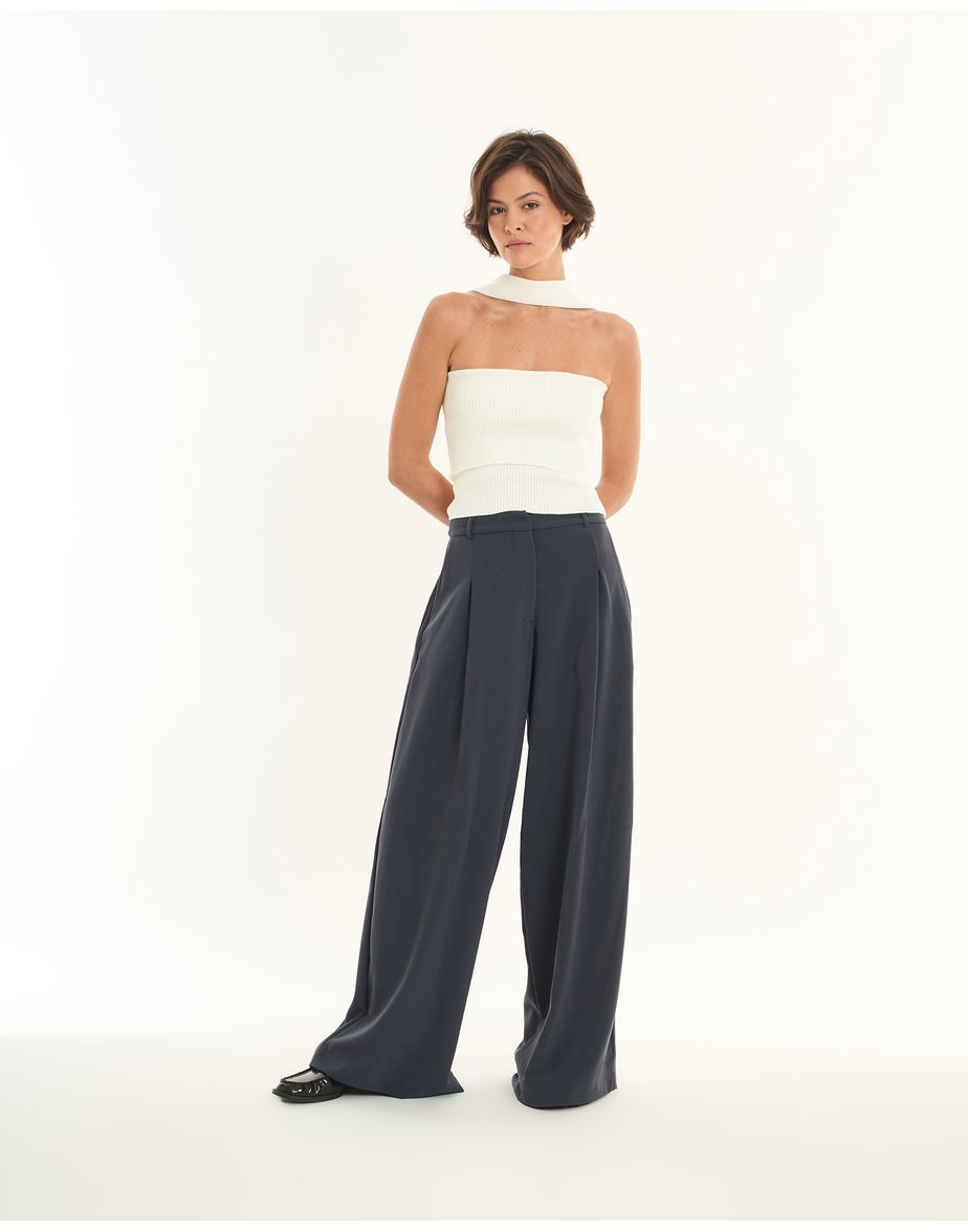 Calça pregas inv cinza