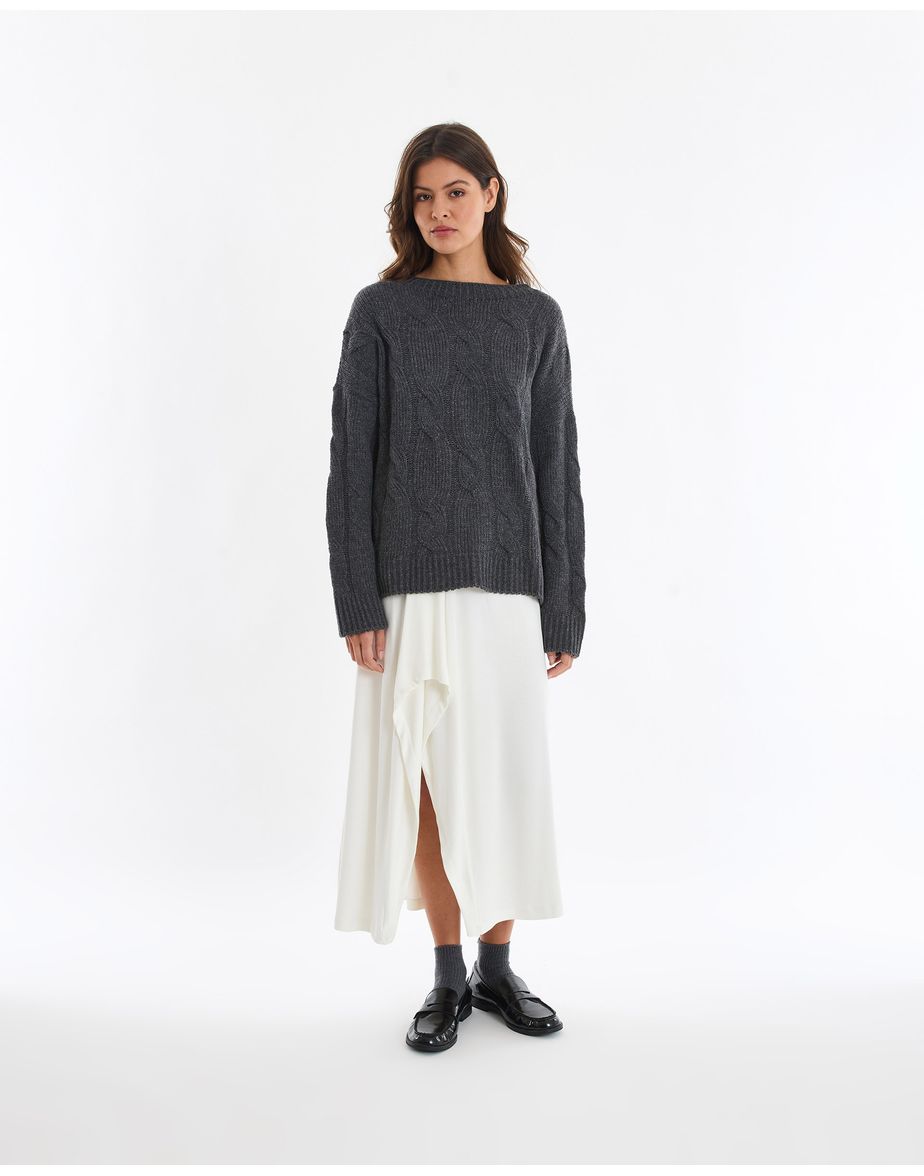 Casaco tricot min cinza