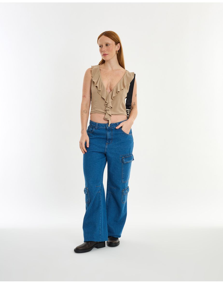 Blusa babados lie cinza