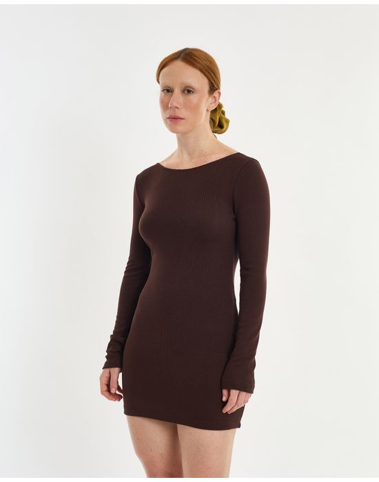 Vestido mini lie marrom