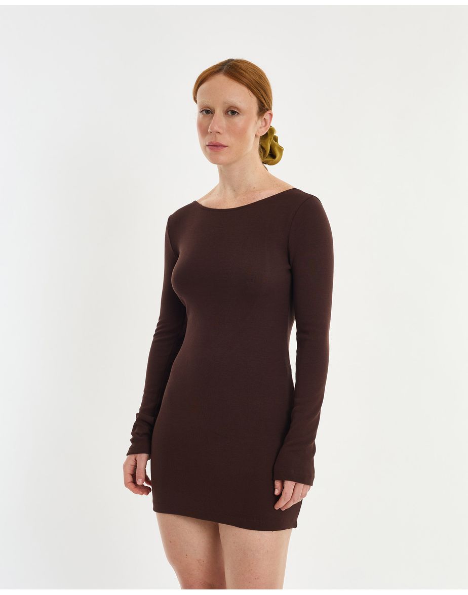Vestido mini lie marrom