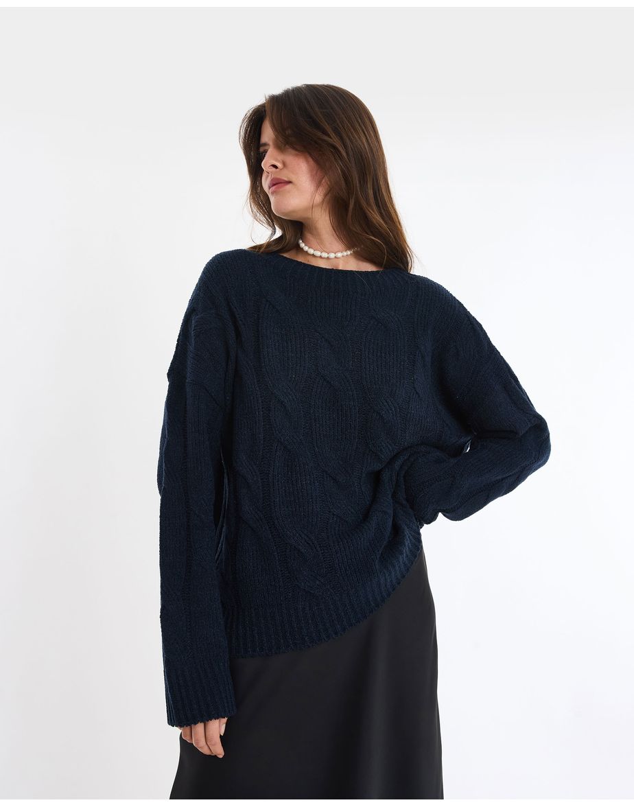 Casaco tricot min azul