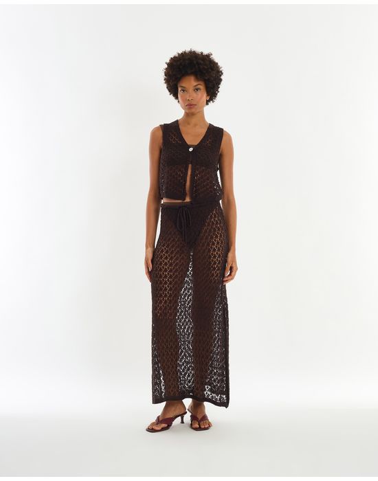Saia tricot sol marrom