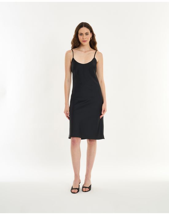 Vestido cetim pin preto