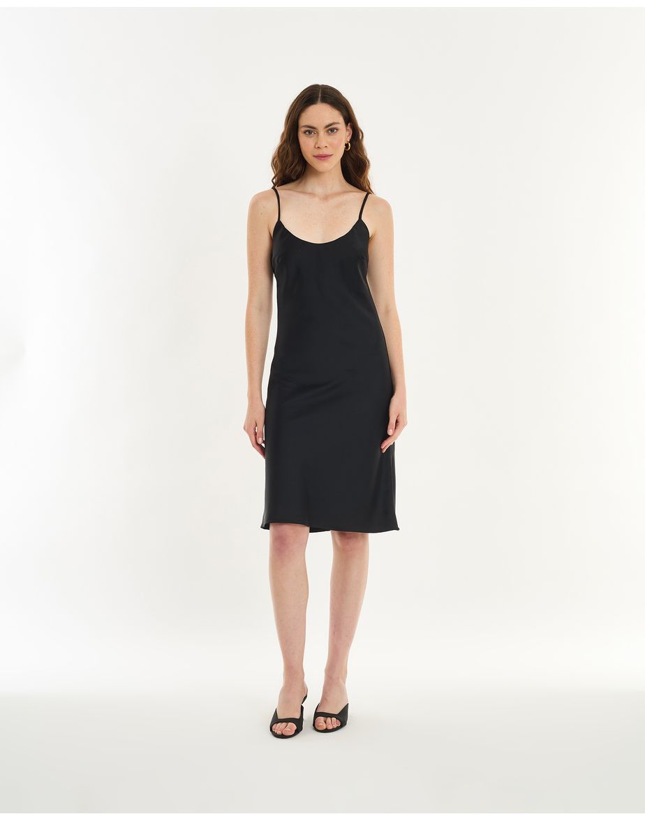 Vestido cetim pin preto