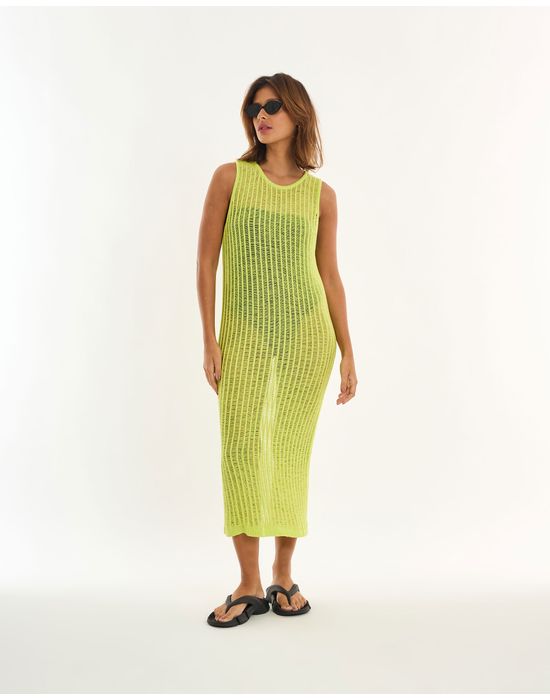 Vestido tricot alt verde