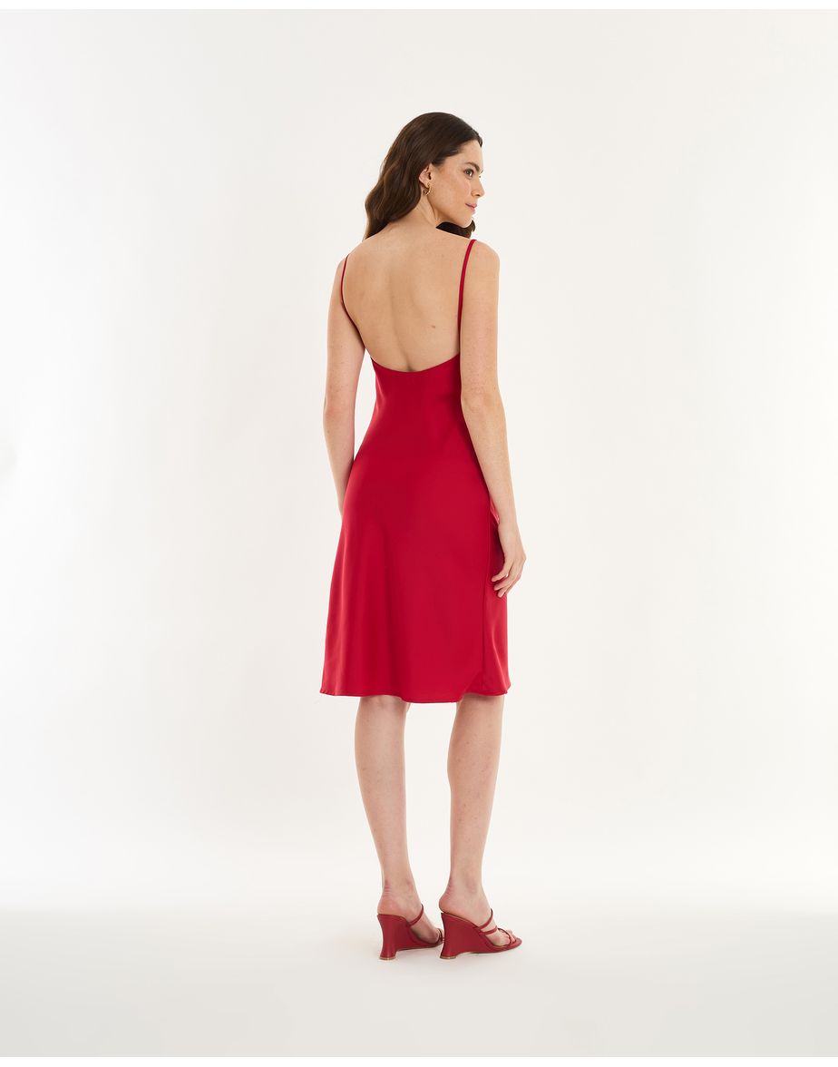 Vestido cetim pin vermelho
