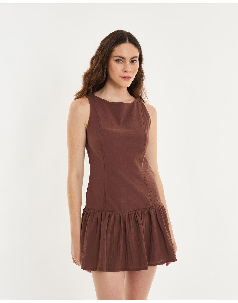 Vestido mini pin marrom