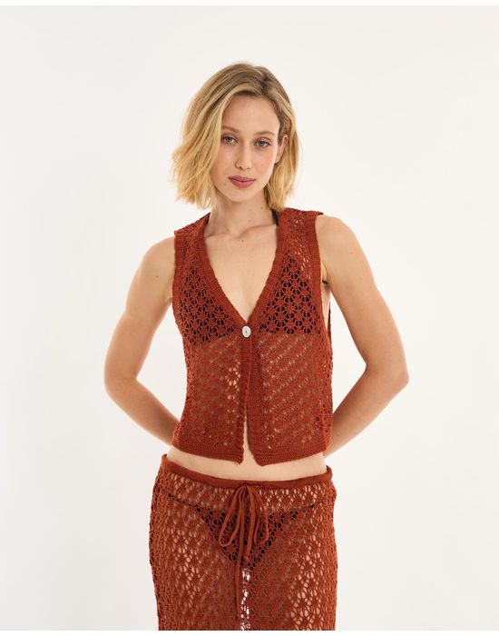 Blusa tricot alt marrom