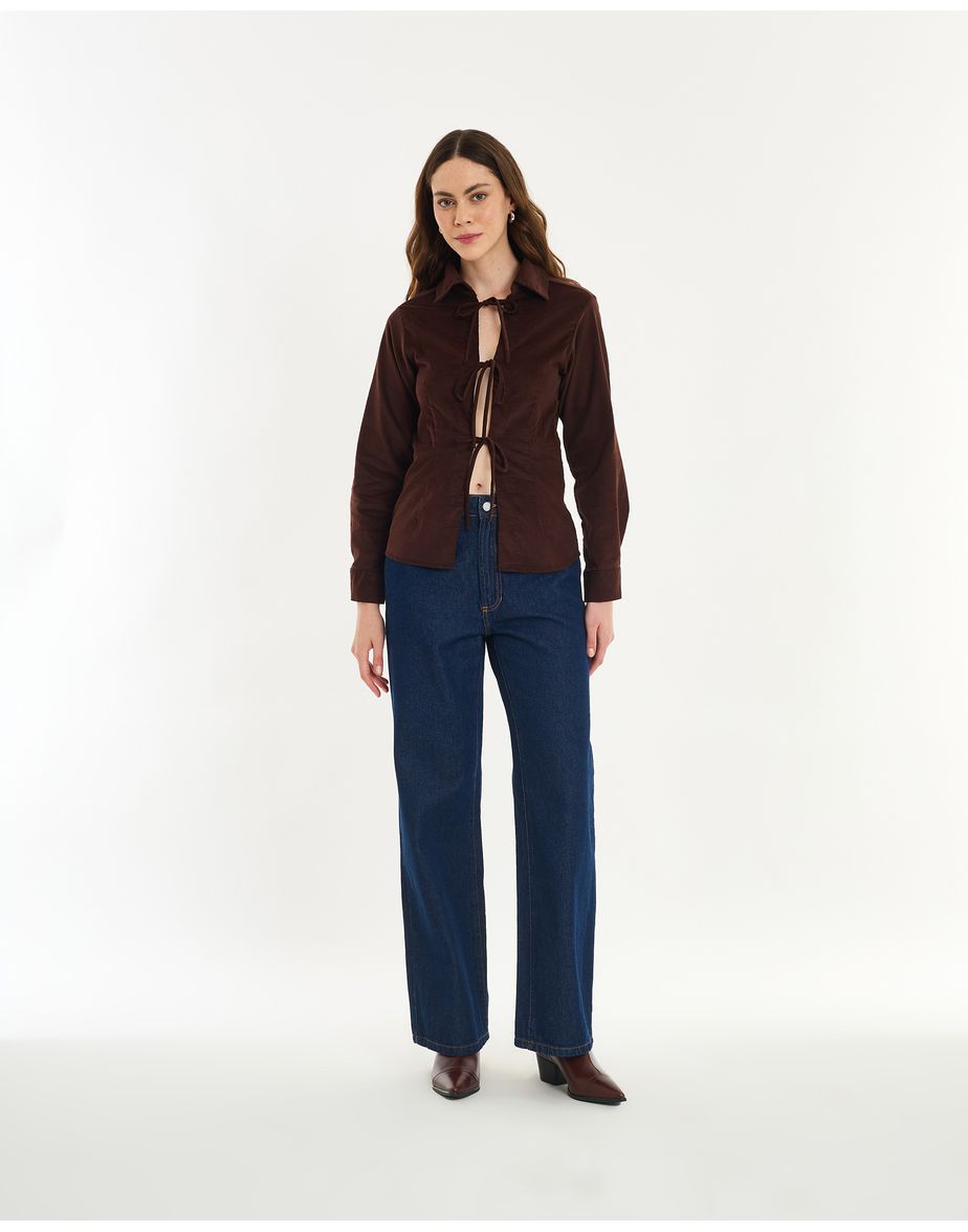 Camisa laços pin marrom
