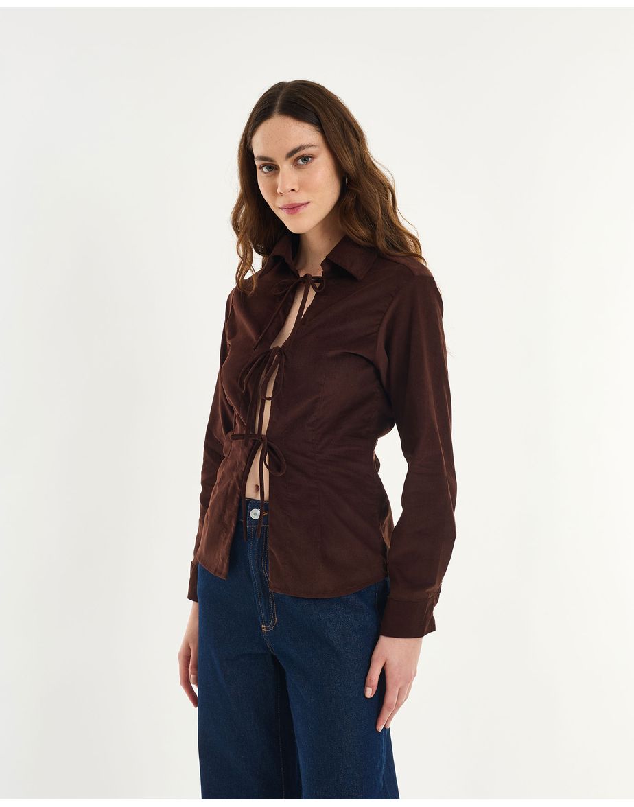 Camisa laços pin marrom