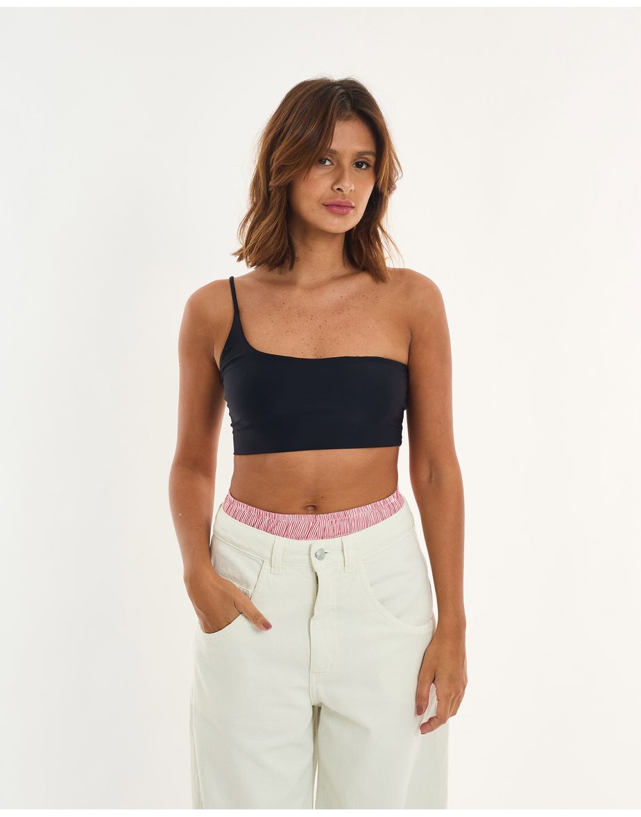 Top ombro alt preto