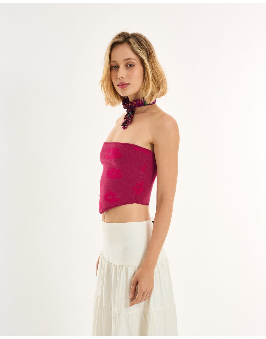 Top jacquard alt vermelho
