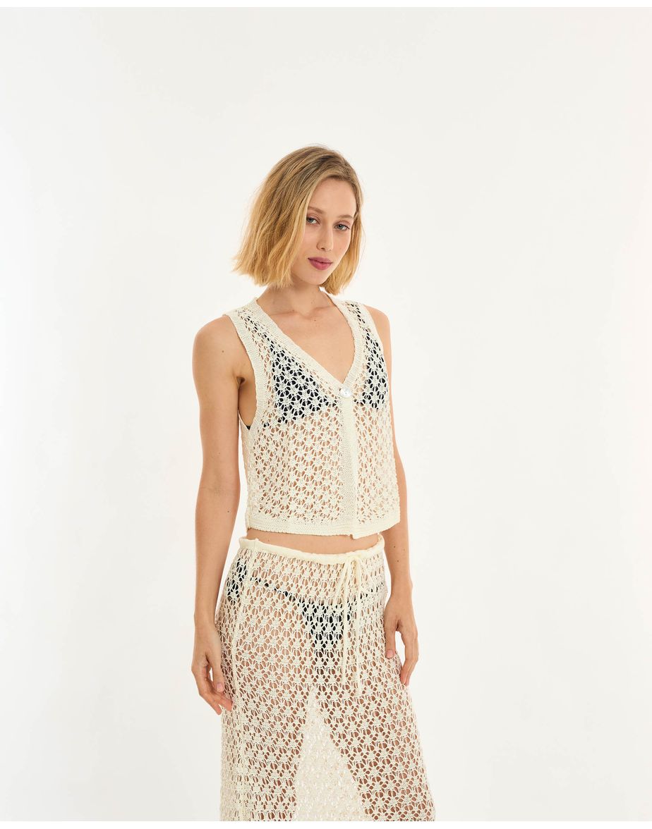 Blusa tricot alt off-white