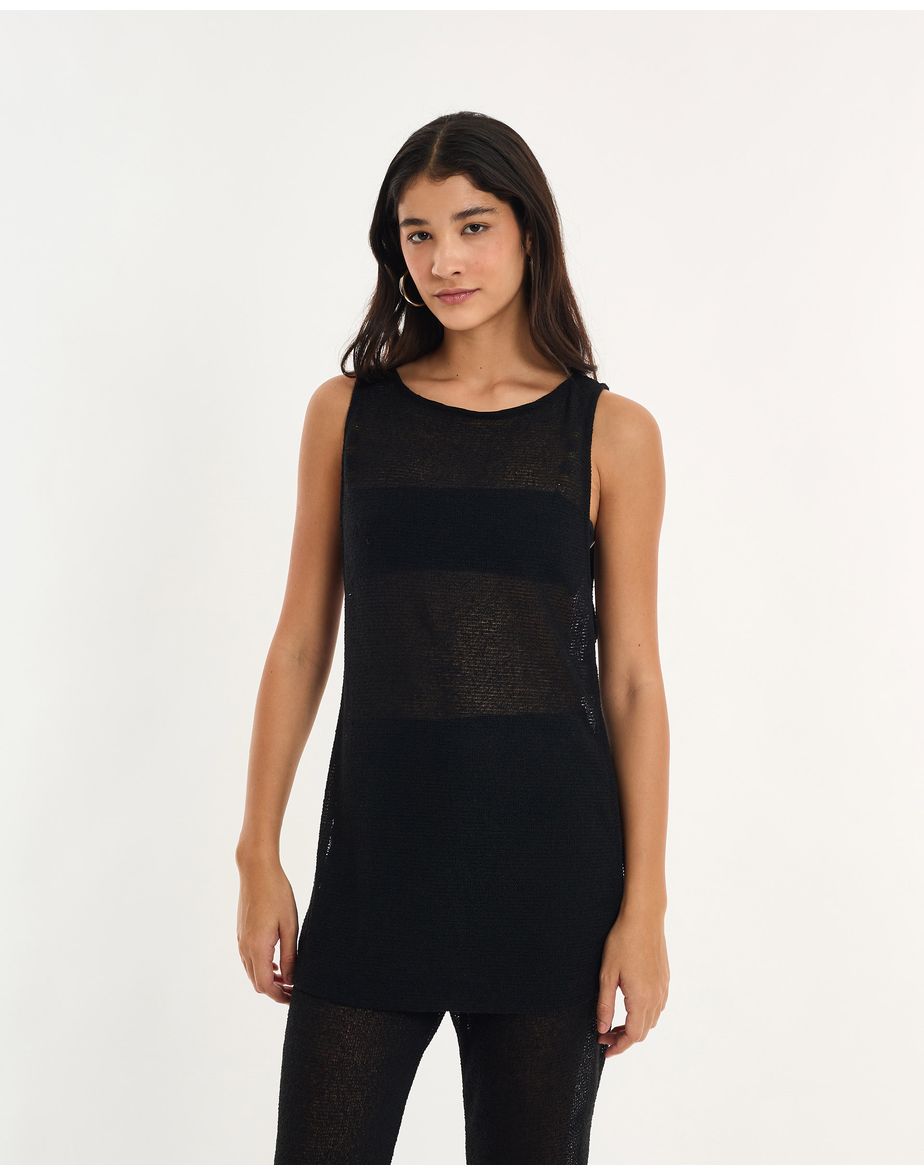 Blusa longa alt  preto