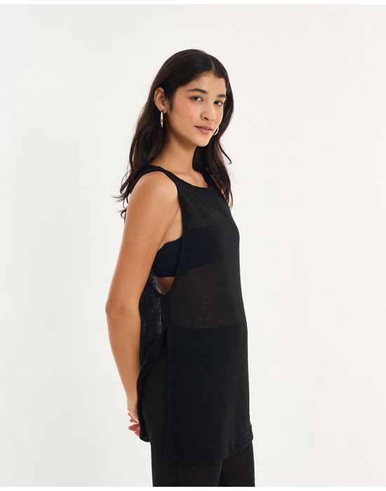 Blusa longa alt  preto