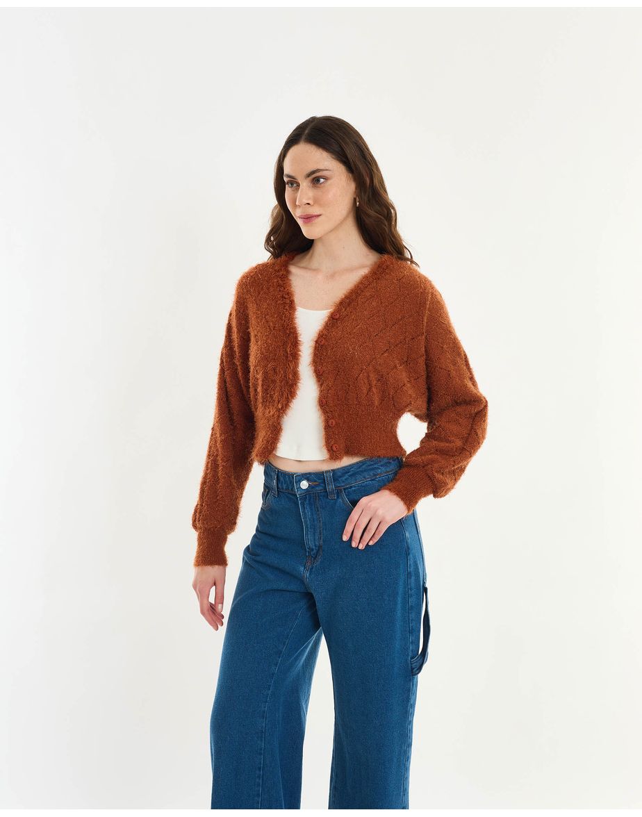 Cardigan losango mob caramelo