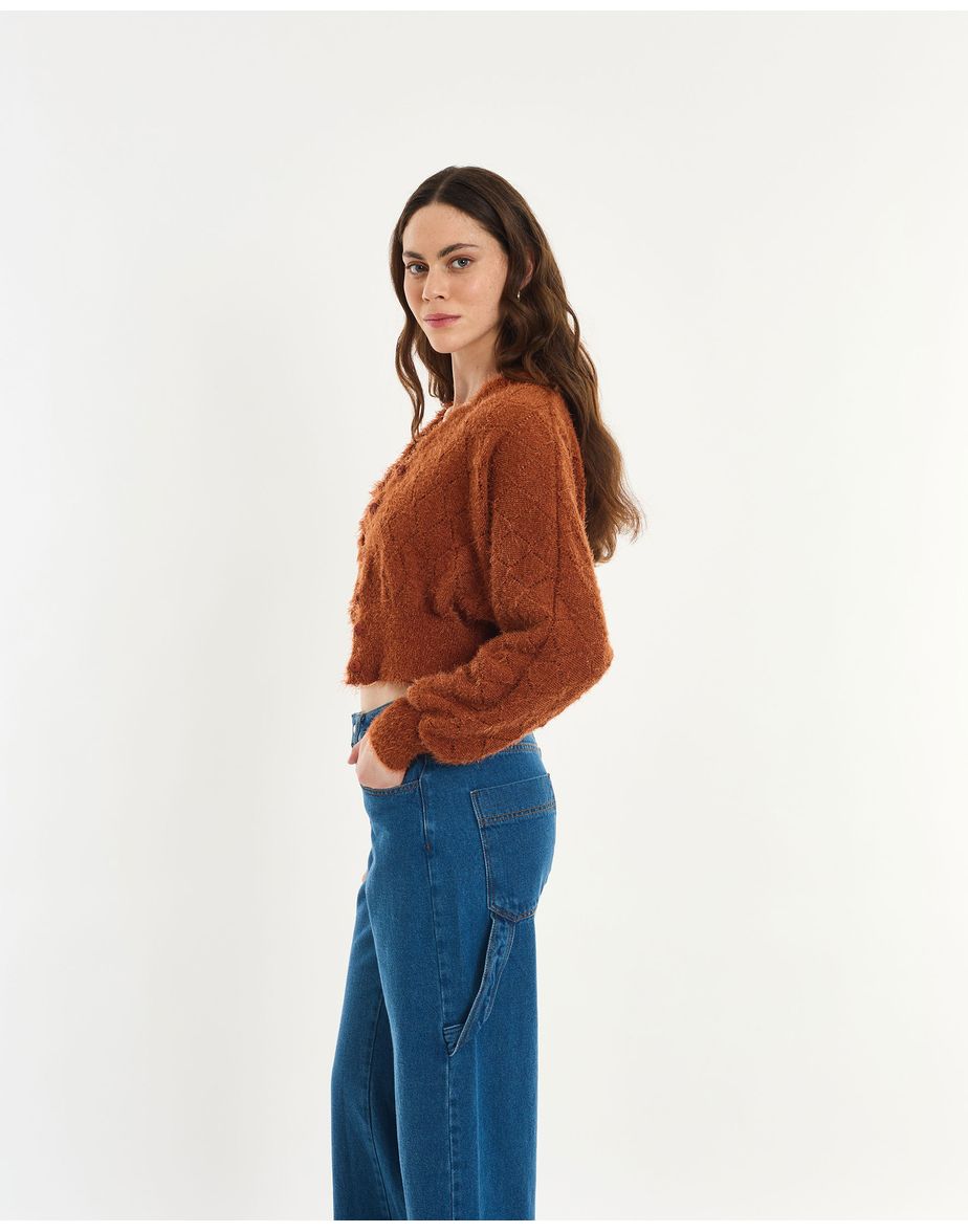 Cardigan losango mob caramelo