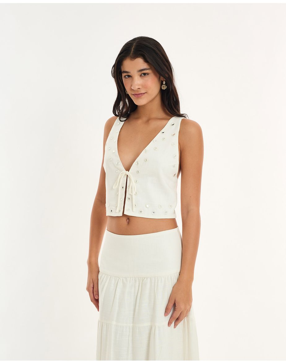 Top bordado alt  off-white