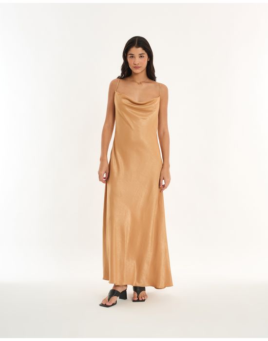Vestido longo alt bege