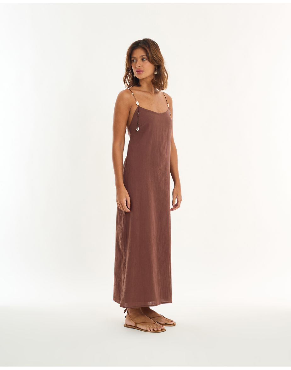 Vestido conchas alt marrom