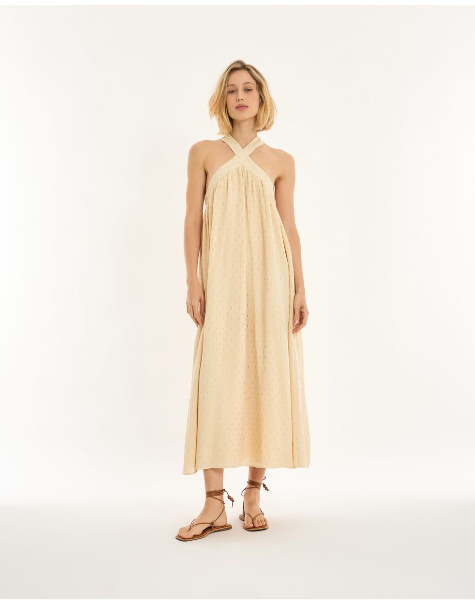Vestido franzido alt amarelo