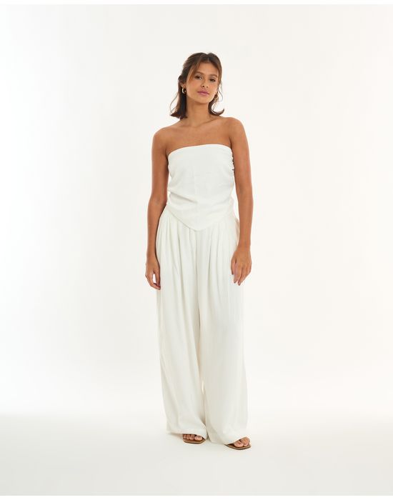 Calça pregas alt  off-white