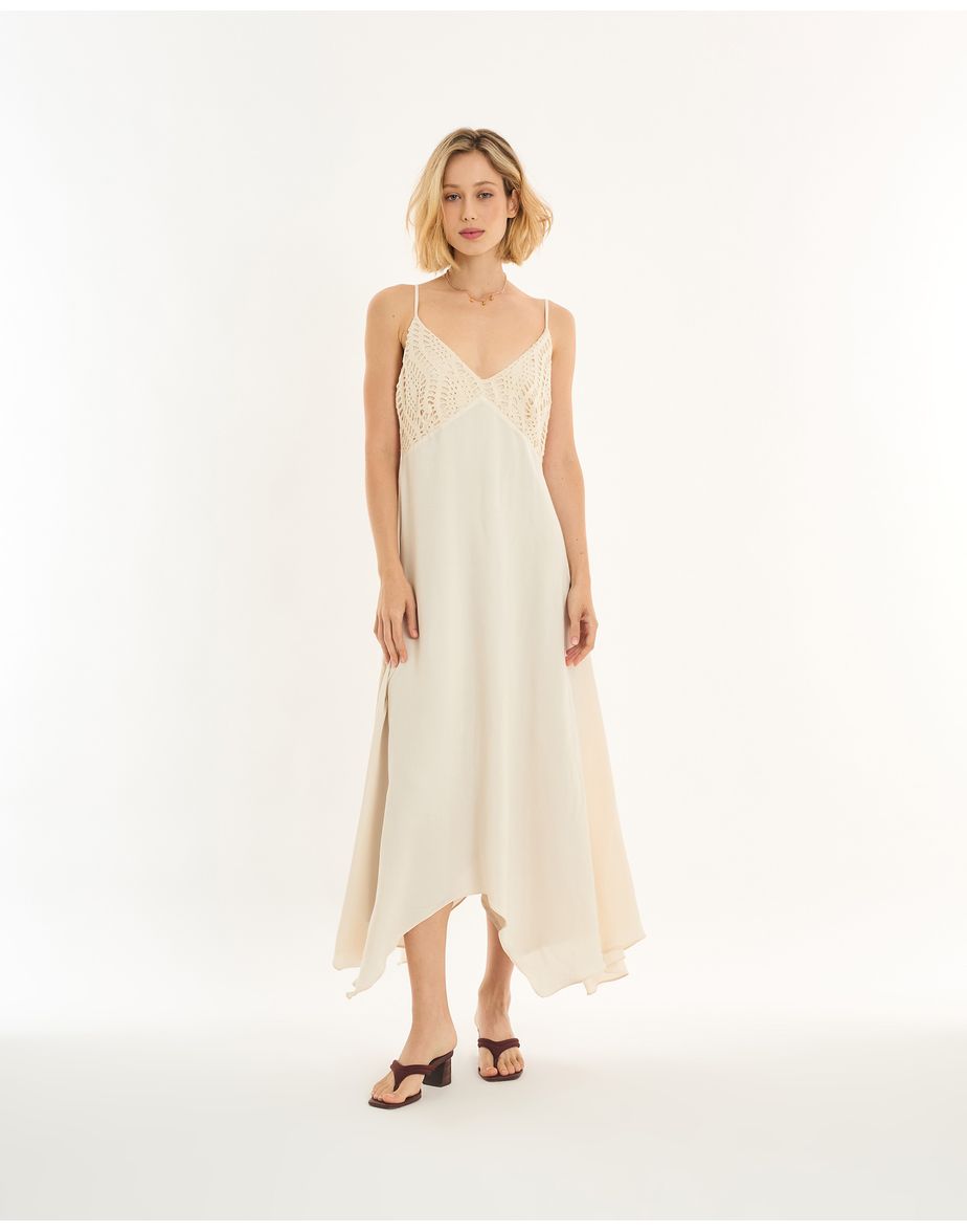 Vestido assimetrico alt off-white