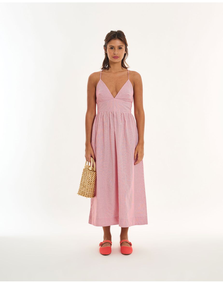 Vestido listrado alt listrado vermelho