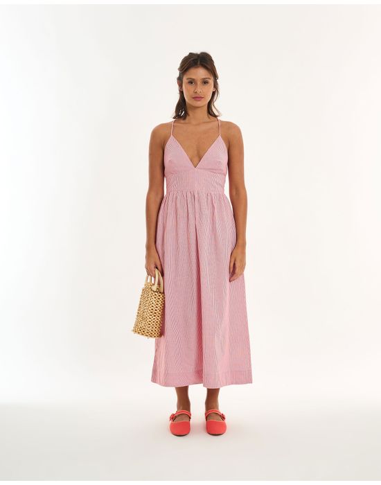 Vestido listrado alt listrado vermelho