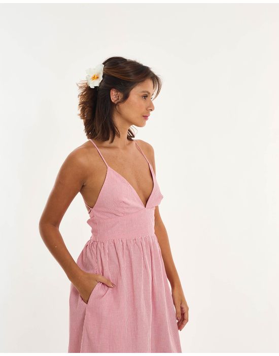 Vestido listrado alt listrado vermelho