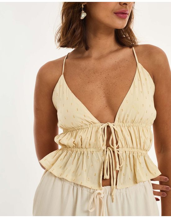 Top laços alt amarelo