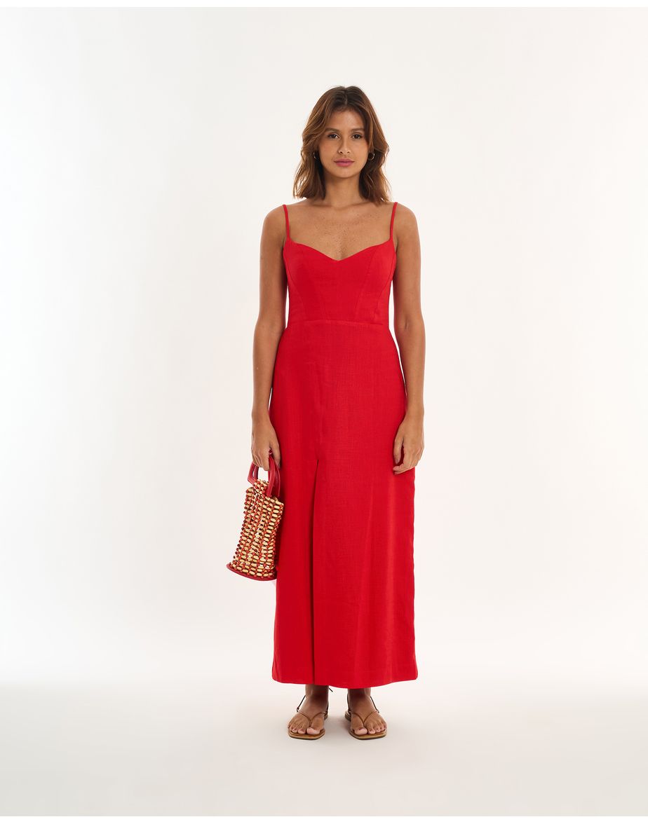 Vestido fenda alt vermelho