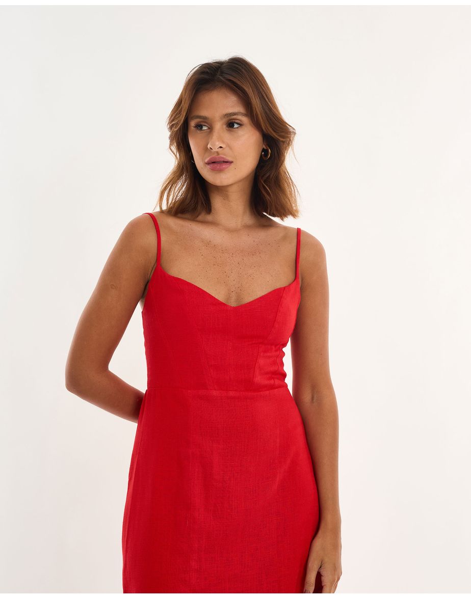 Vestido fenda alt vermelho