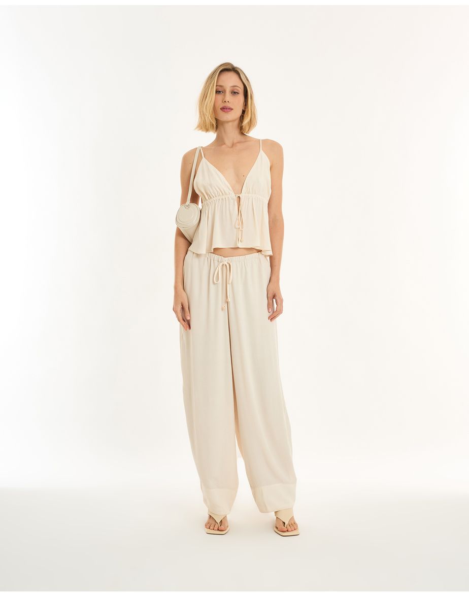 Top decote alt bege