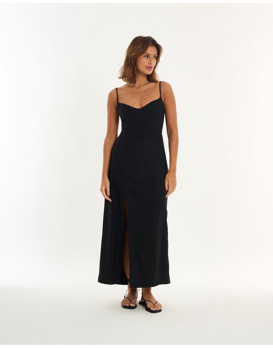 Vestido fenda alt preto