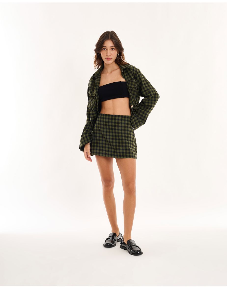 Saia xadrez geek verde