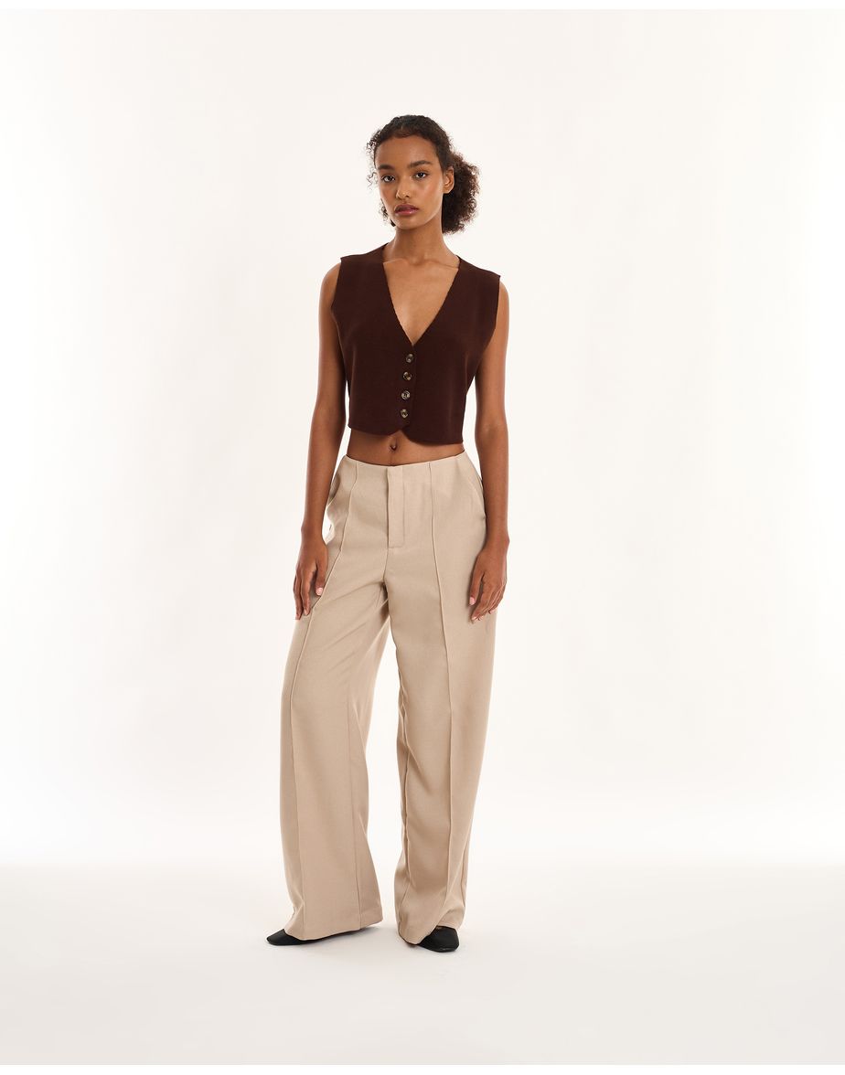 Calça alfaiataria geek bege