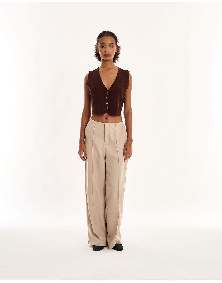Calça alfaiataria geek bege