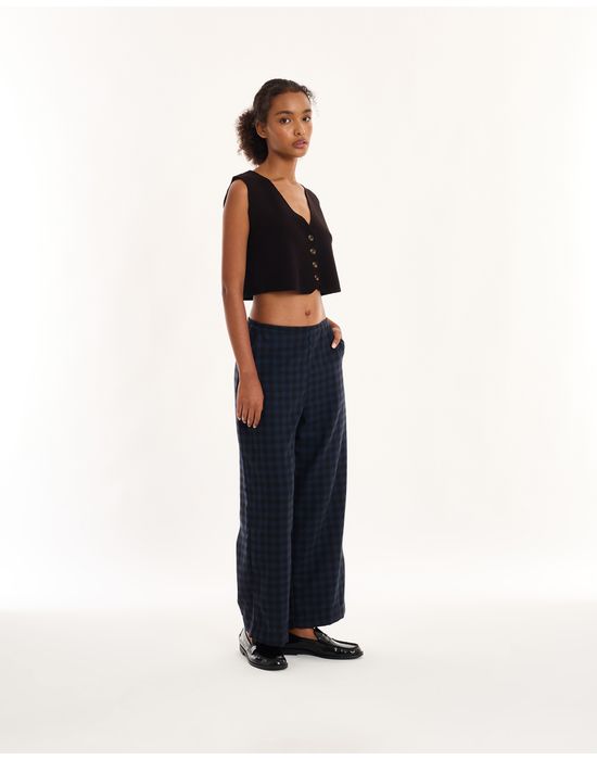 Calça xadrez geek azul