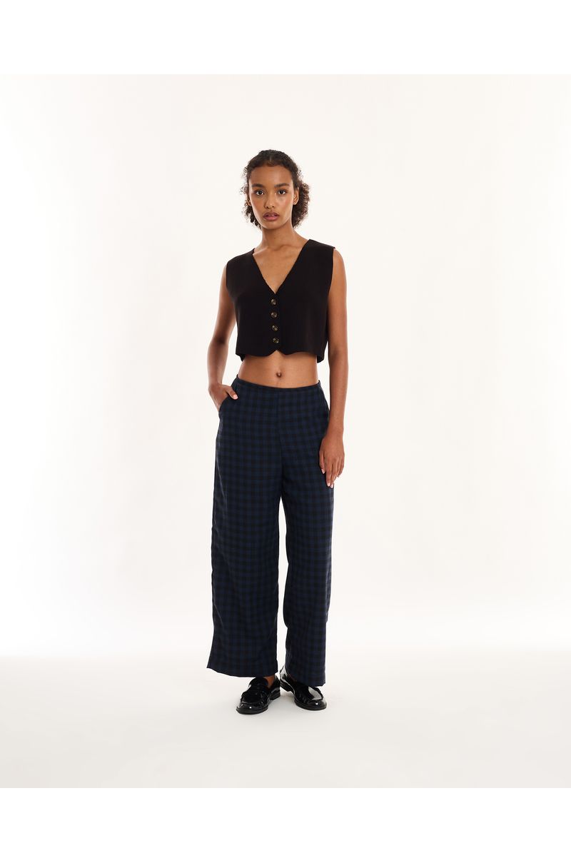 Calça xadrez geek azul
