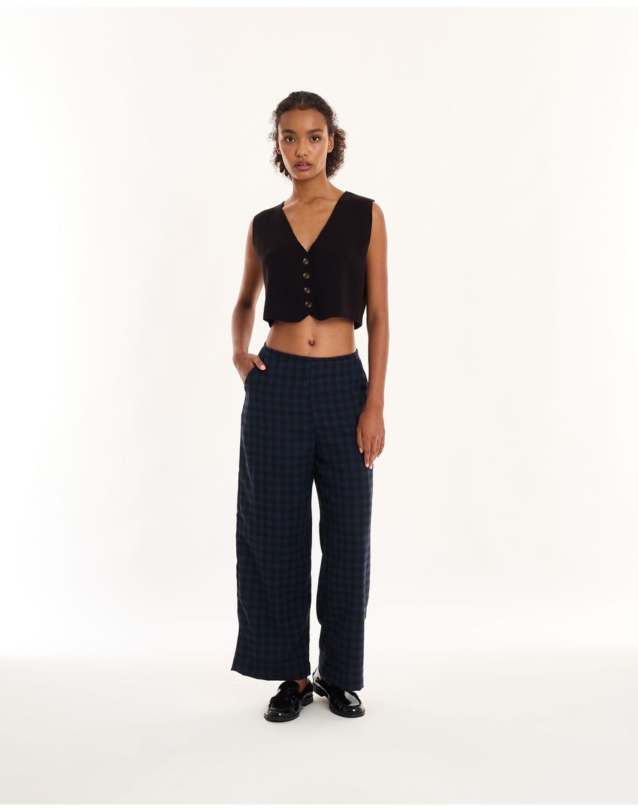 Calça xadrez geek azul