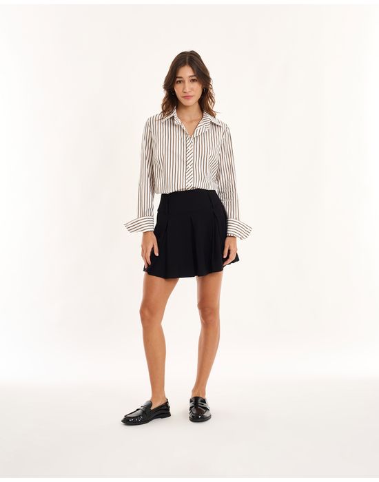 Camisa listra geek preto e bege